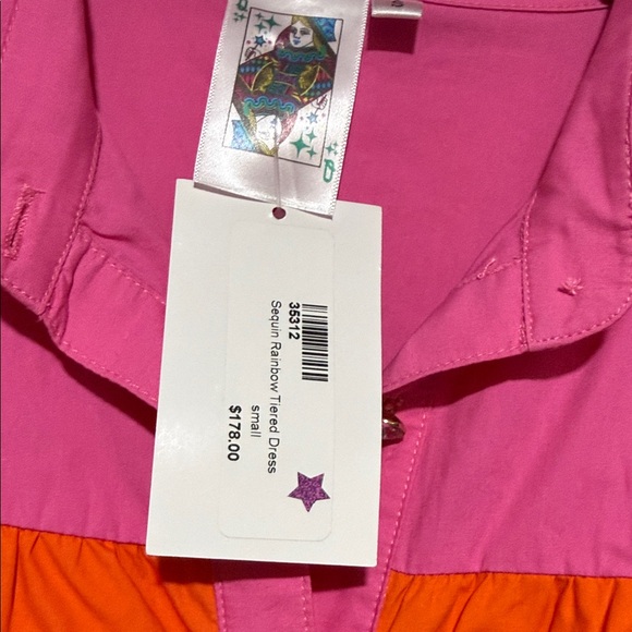 QUEEN OF SPARKLES Colorful Striped Mini Dress babydoll swing tiered - Picture 8 of 8